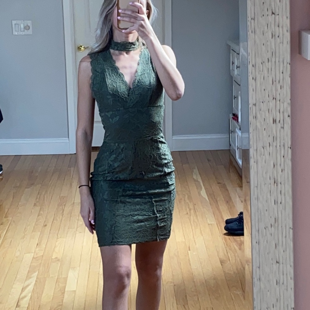 Green Lace mini Dress